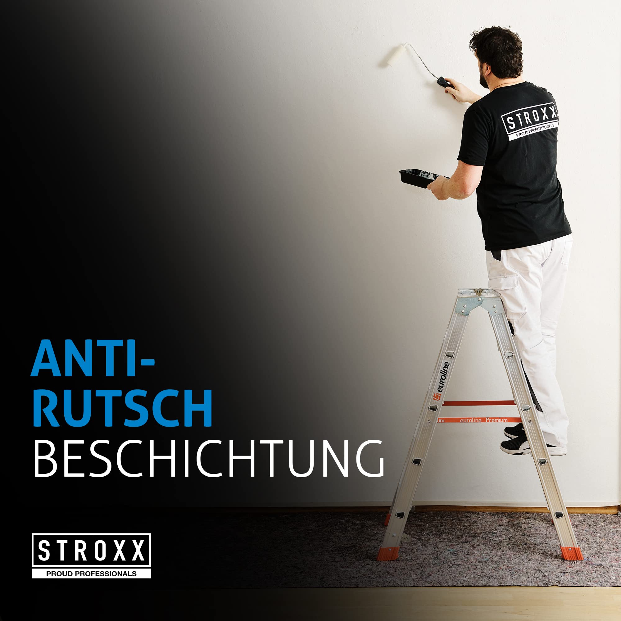 STROXX – Malervlies 2 x 25m mit 250g/m² – Abdeckvlies in Profi-Qualität mit PE Anti-Rutsch Beschichtung – extra starkes Schutzvlies – mehrfach verwendbar