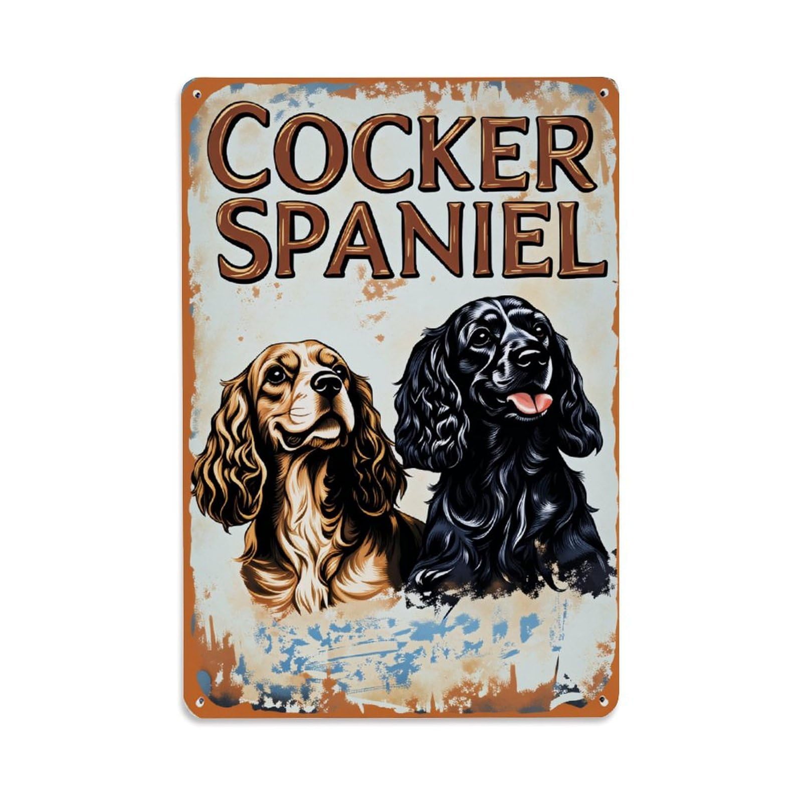 Cocker Spaniel Dog Art Print_1 Tin Sign Vintage Metal Poster Retro Bar, Home, Man Cave, Kitchen, Laundry Room Wall Art Decor Gift 8x12 Inch