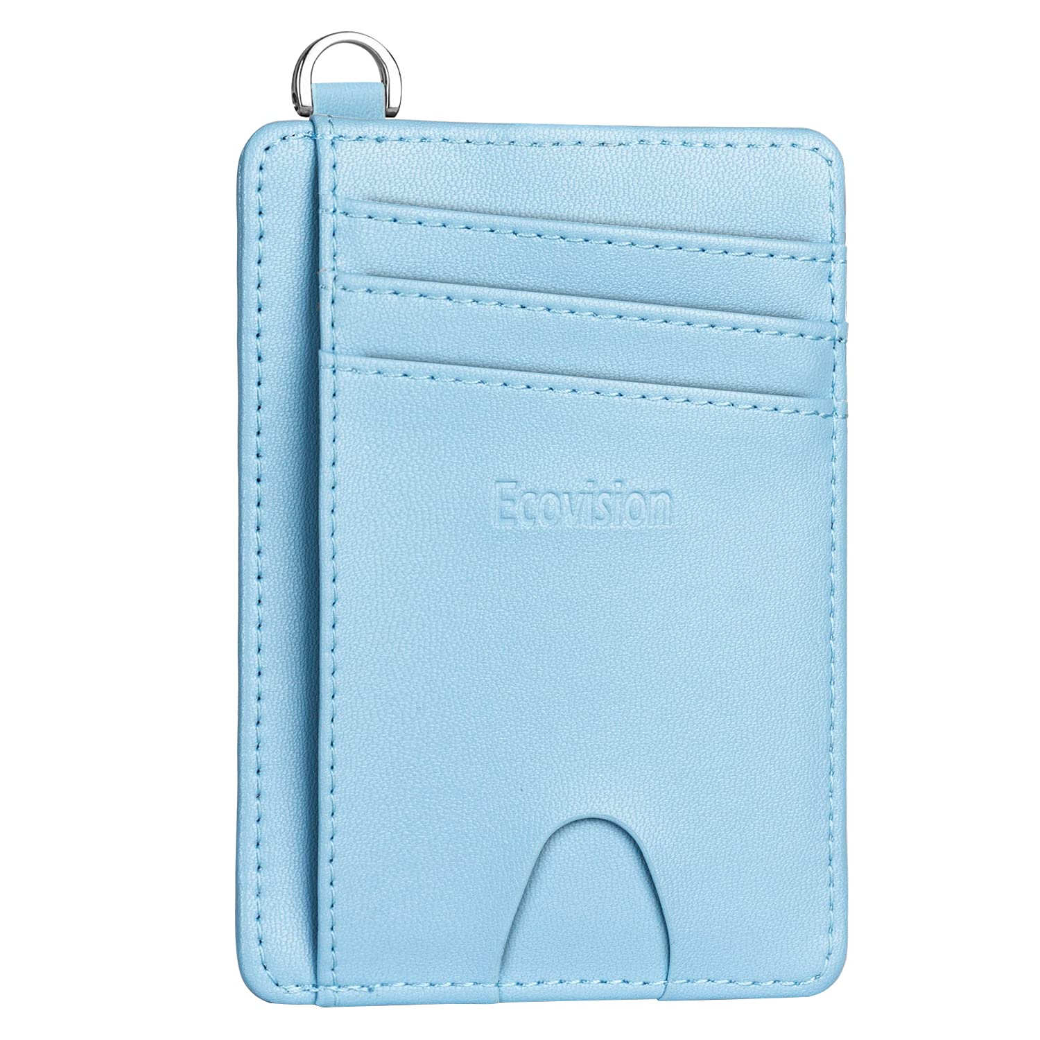 EcoVision Slim Minimalist Front Pocket Wallet, RFID Blocking Credit Card Holder Wallet with Detachable D-Shackle for Men Women