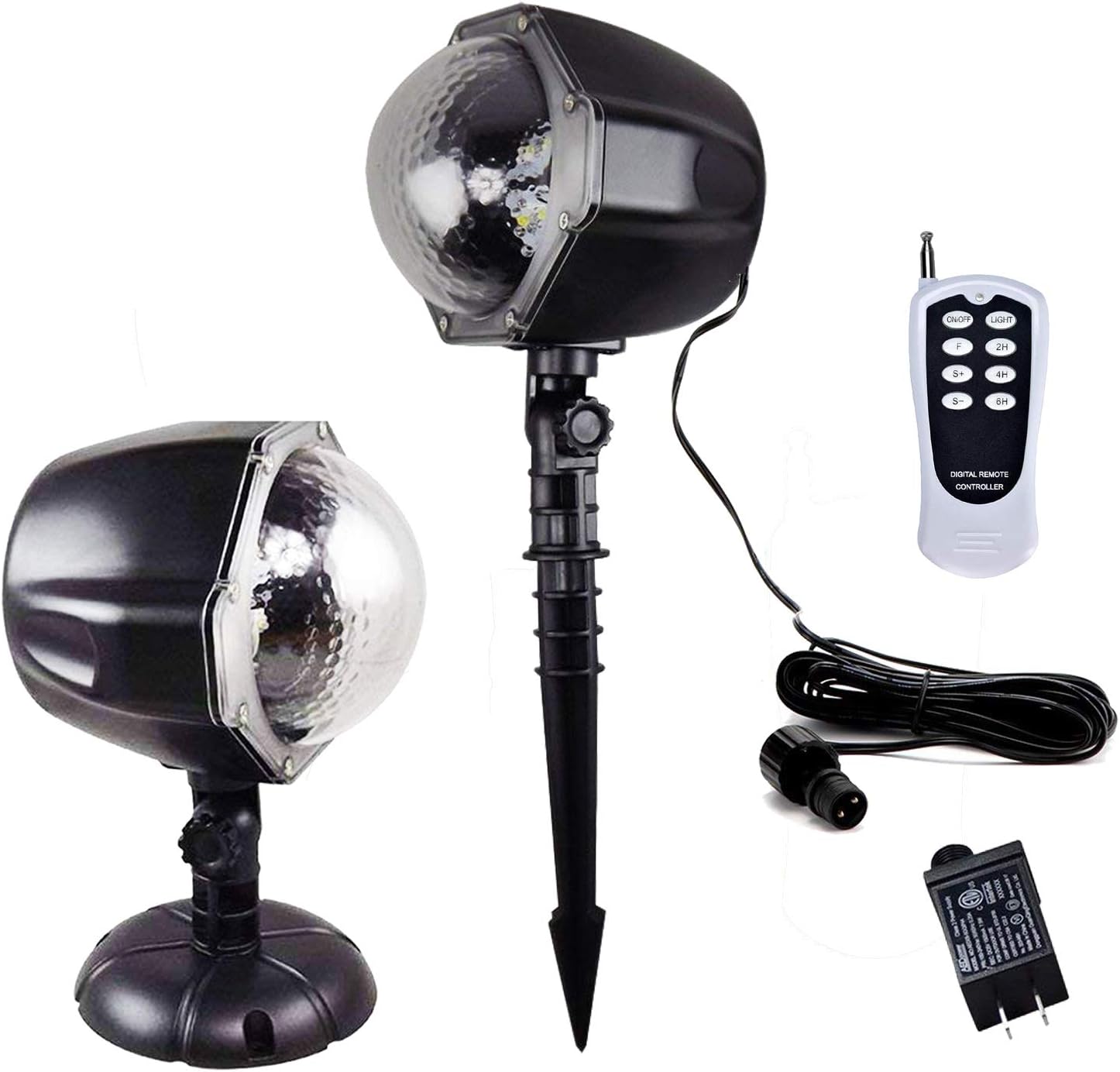 PRODELI Christmas Snowflake Projector Lights Snowfall Light Fairy Landscape Projectors Flurries Rotating Spotlights with Remote for Holiday, Outdoor, House, Garden, Wall Decoration with U.S. Plug