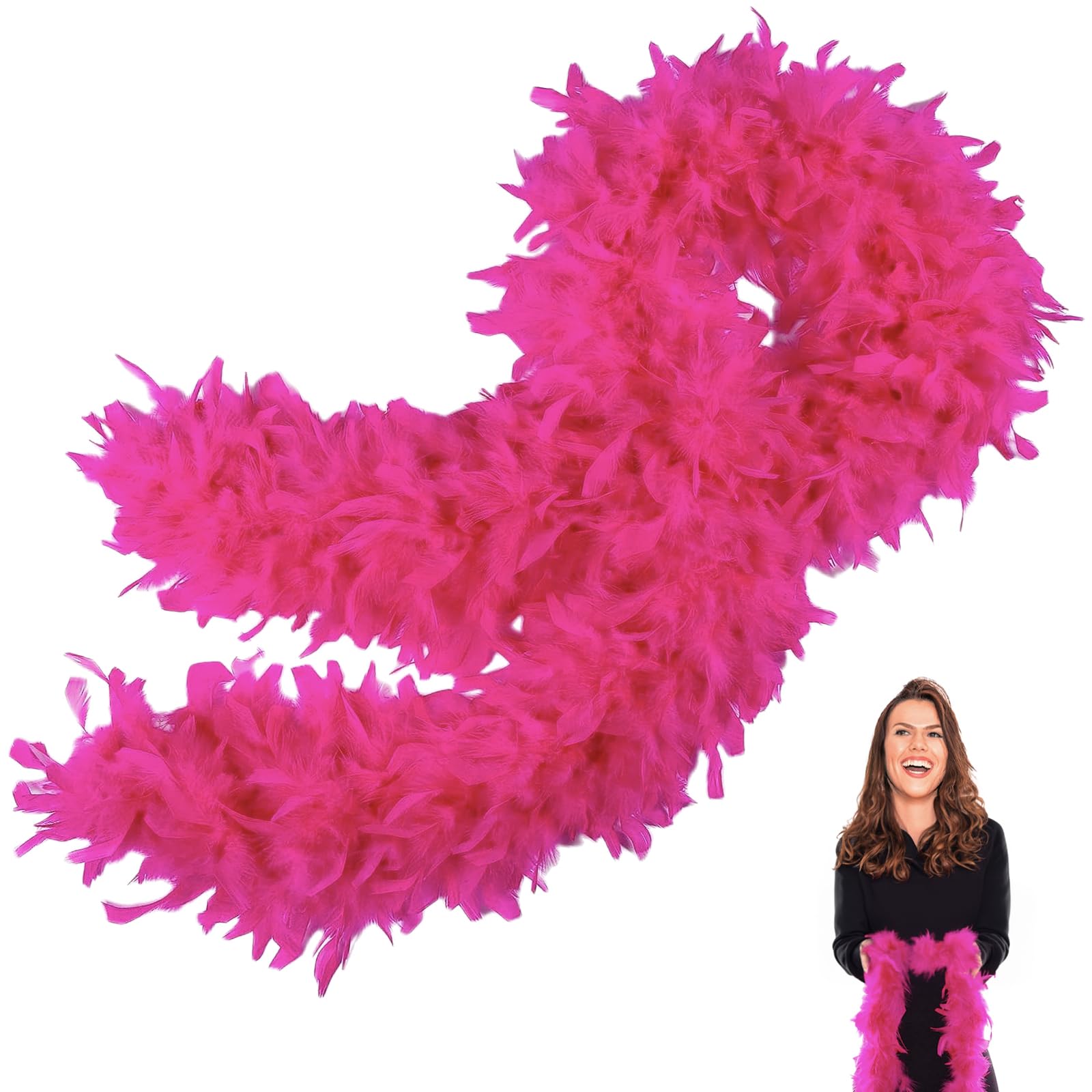 POPOYU Rose Rouge Boa en Plumes,2M/6.6ft Boa à Plumes Unisexe,80g Boa Plumes pour DIY Accessoire de Déguisement, Charleston Carnaval Fête Costumée, Décoration Halloween Noël Mariage Cosplay