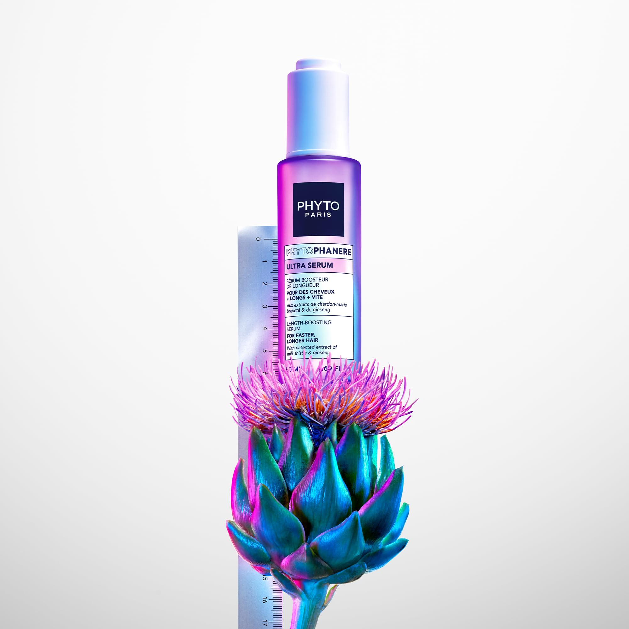 Phyto Paris Phytophanere - Siero Booster di Lunghezza, 90% di capelli più lunghi più velocemente, clinicamente testato, estratti di ginseng, rosmarino, vitamina B6 - Senza siliconi - 50ml