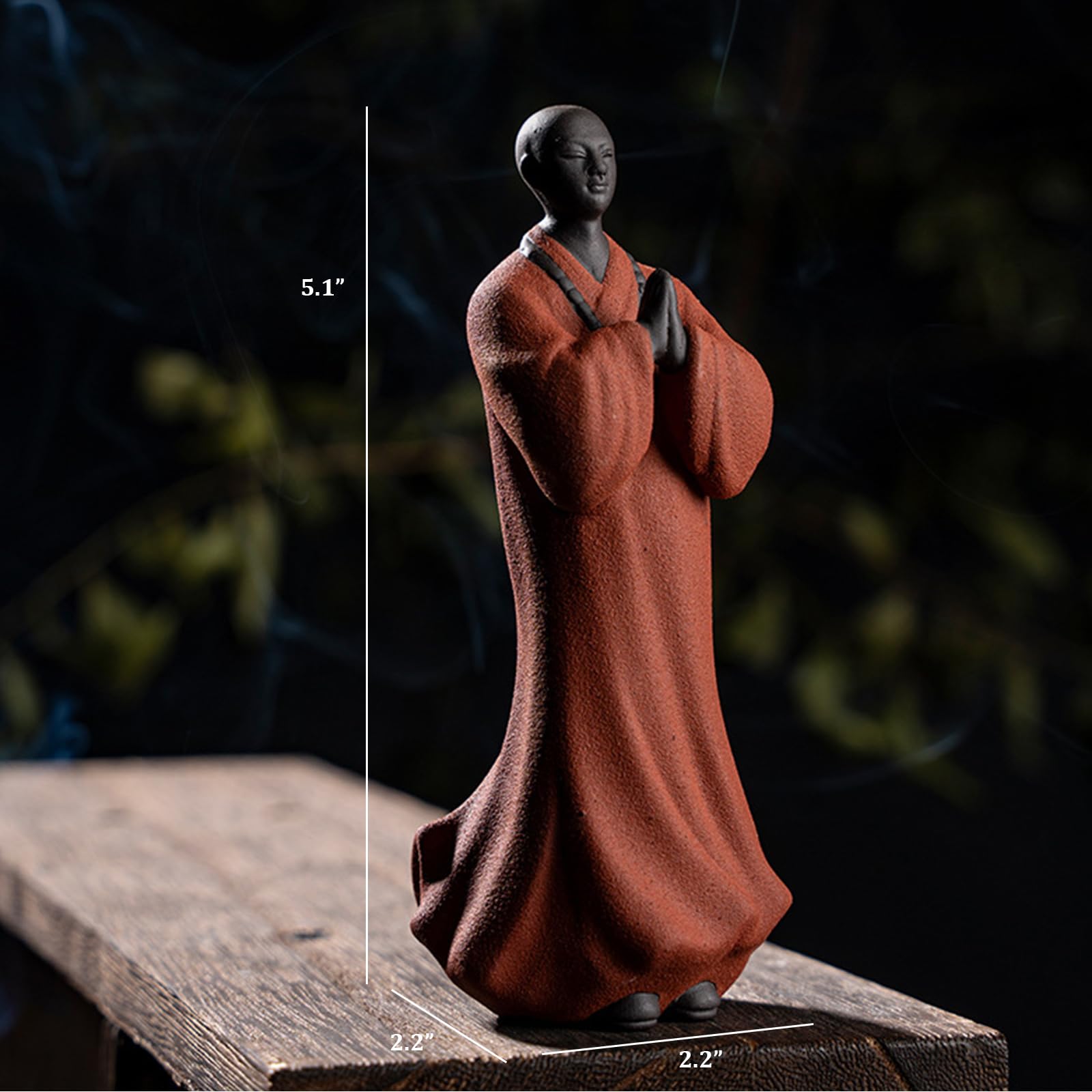 Statua mnicha Buddy - ceramiczna figurka małego mnicha zen do bonsai, rockery, dekoracja krajobrazu akwarium
