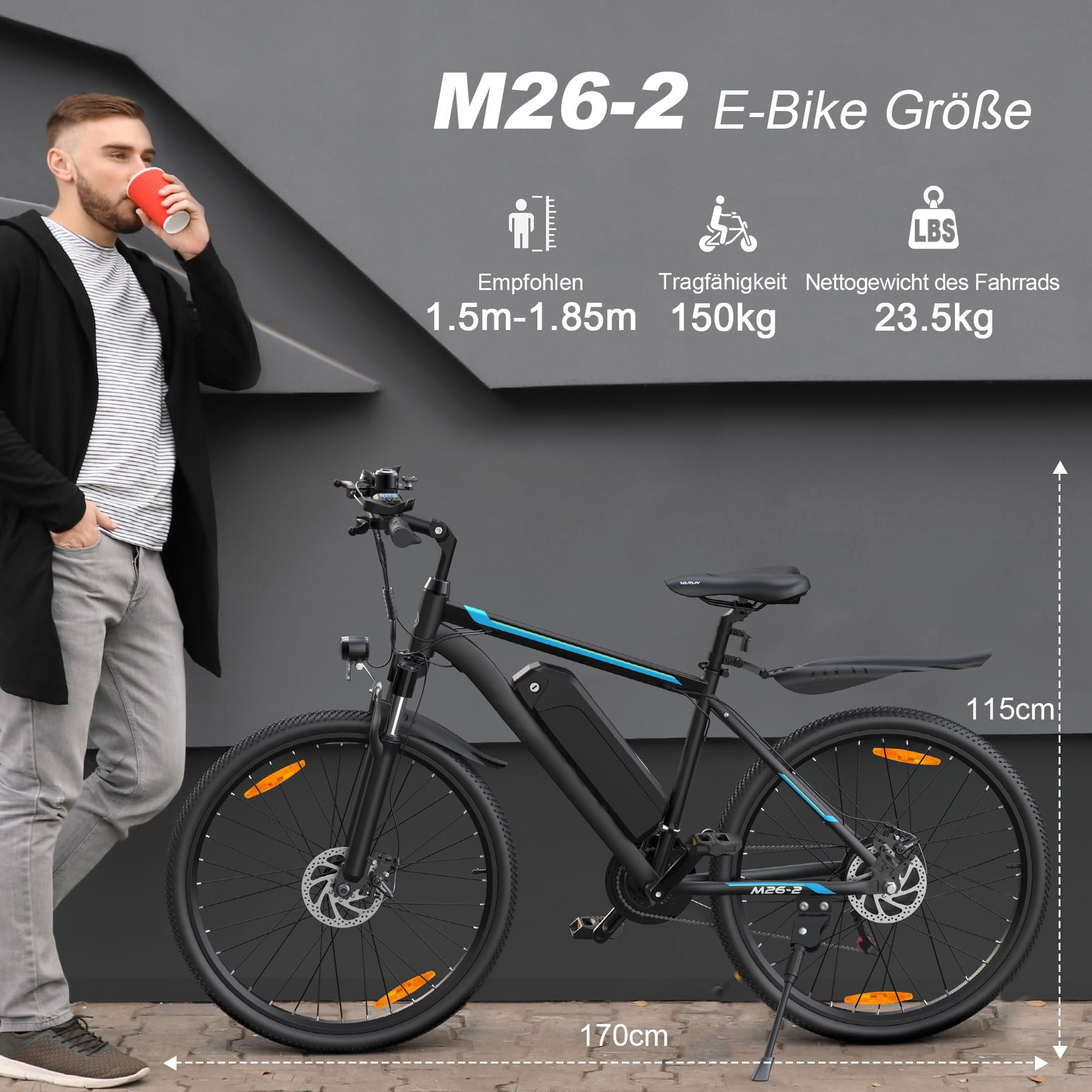 E Bike, 24/26 Zoll E Bike Mountainbike, Elektrofahrrad mit 36/48V Abnehmbarer Akku, E Fahrrad Professionelle 1/21 Gang Motor 250W, Reichweite bis 40-80KM, MTB E Bike Herren und E Bike Damen