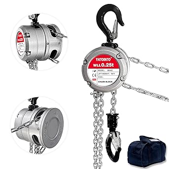 YATOINTO Aluminum Hand Chain Hoist-1/4 Ton(550Lbs) Capacity Manual Chain Fall Hoist |Chain Block 10FT Lifting Height with 2 Heavy Duty Hooks|Industrial Steel Structure for Mechanical?360 Rotatable?