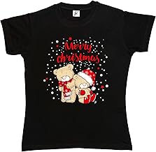 Fancy A Snuggle Merry Christmas Teddy Bears Wearing Xmas Scarf Gloves & Hats Womens Boyfriend Fit T-Shirt