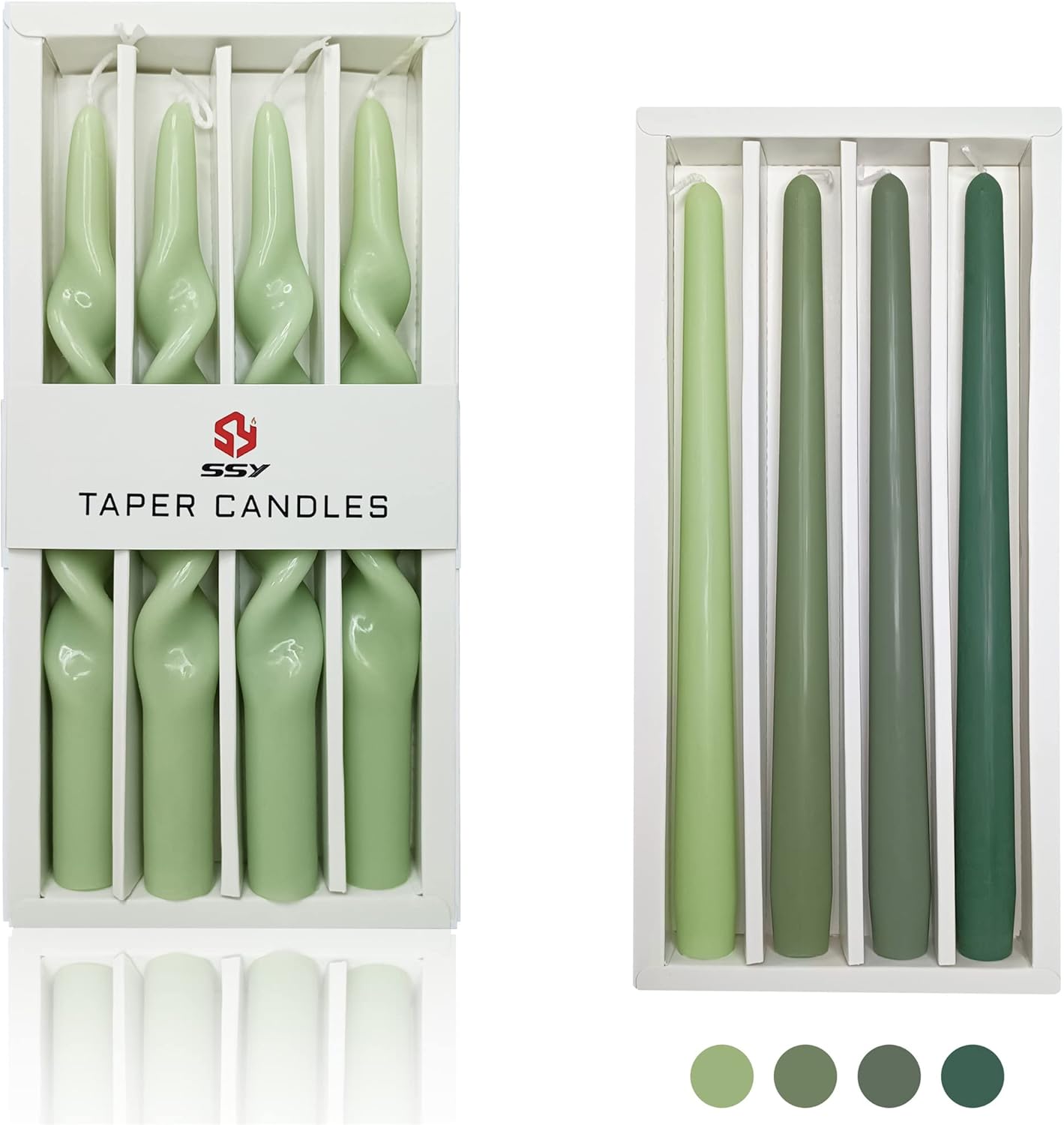 8pcs Green Spiral Taper Candles Green Scented Colored Taper candlesticks for Home
