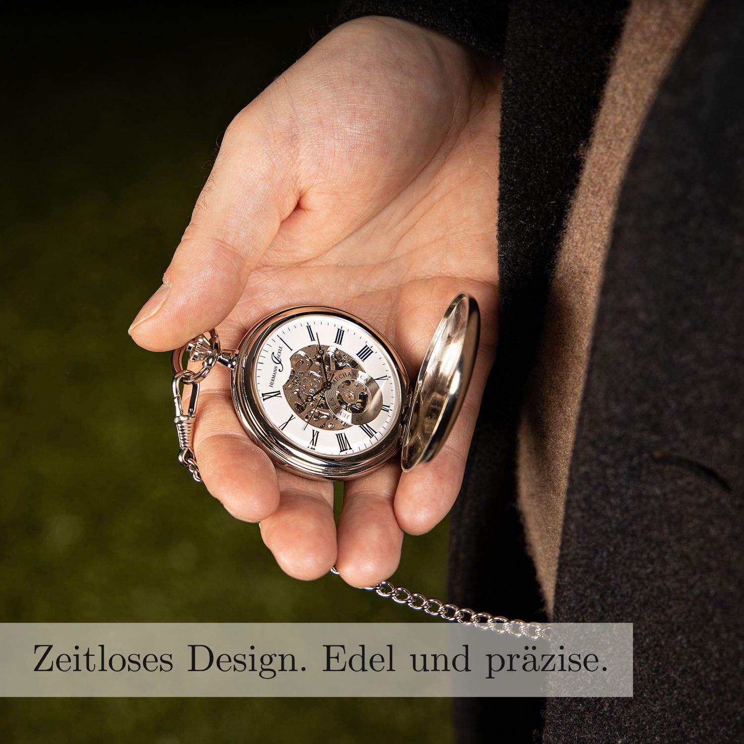 Hermann Jäckle Herren Taschenuhr Heidelberg Skelett 50 mm