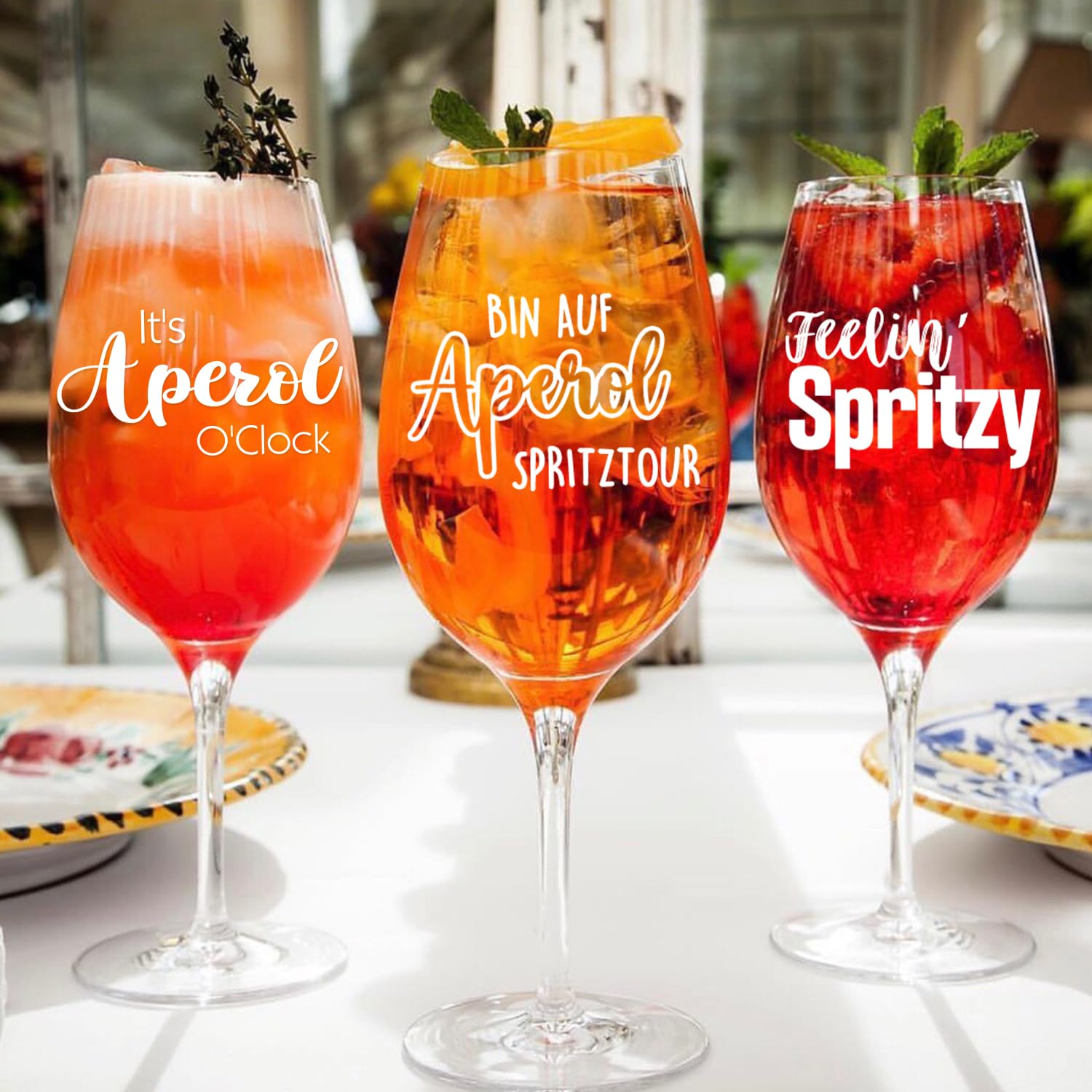 Lot de 6 verres Aperol Spritz - Ensemble cadeau - Verres Aperol premium ∣ C’est l’heure de l’Aperol, pailles pour verres ∣ Sous-verre en liège, idéal pour les fans d’Aperol (6)