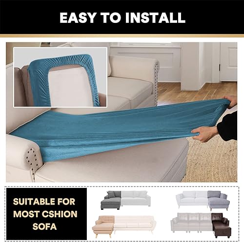 Vista 395 de PrinceDeco Fundas para sofá modular, 4 piezas, fundas de sofá para sofá seccional, fundas de terciopelo separadas para sofá seccional, en forma de L