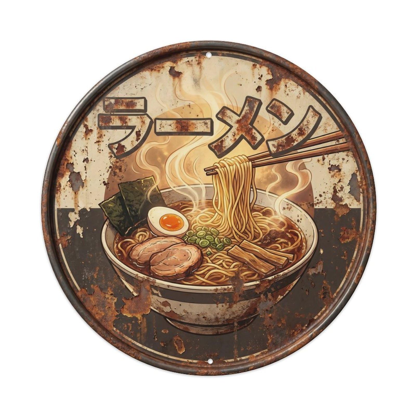 Cxhjca 8X8inch(20X20cm) Ramen Japanese Soup Bowl Classic Cafe Cuisine Street Metal Tin Sign