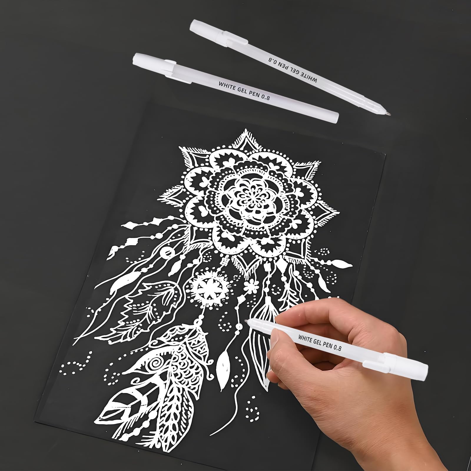 YOOUSOO White Gel Pens 6 Pack 0 8mm Premium White Ink Gel Pen For Black Paper Art Writing — view 2