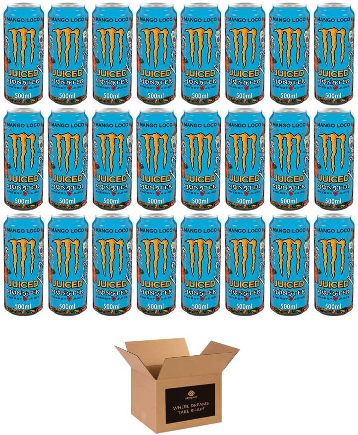 Monster Energy Drink Flavours | Juiced, Zero Sugar, Ultra, Monarch, Fiesta Mango, Strawberry Dreams, VR46, Punch | High Caffeine Sports Energy Drink (Mango Loco - 500ml x 24Pack)