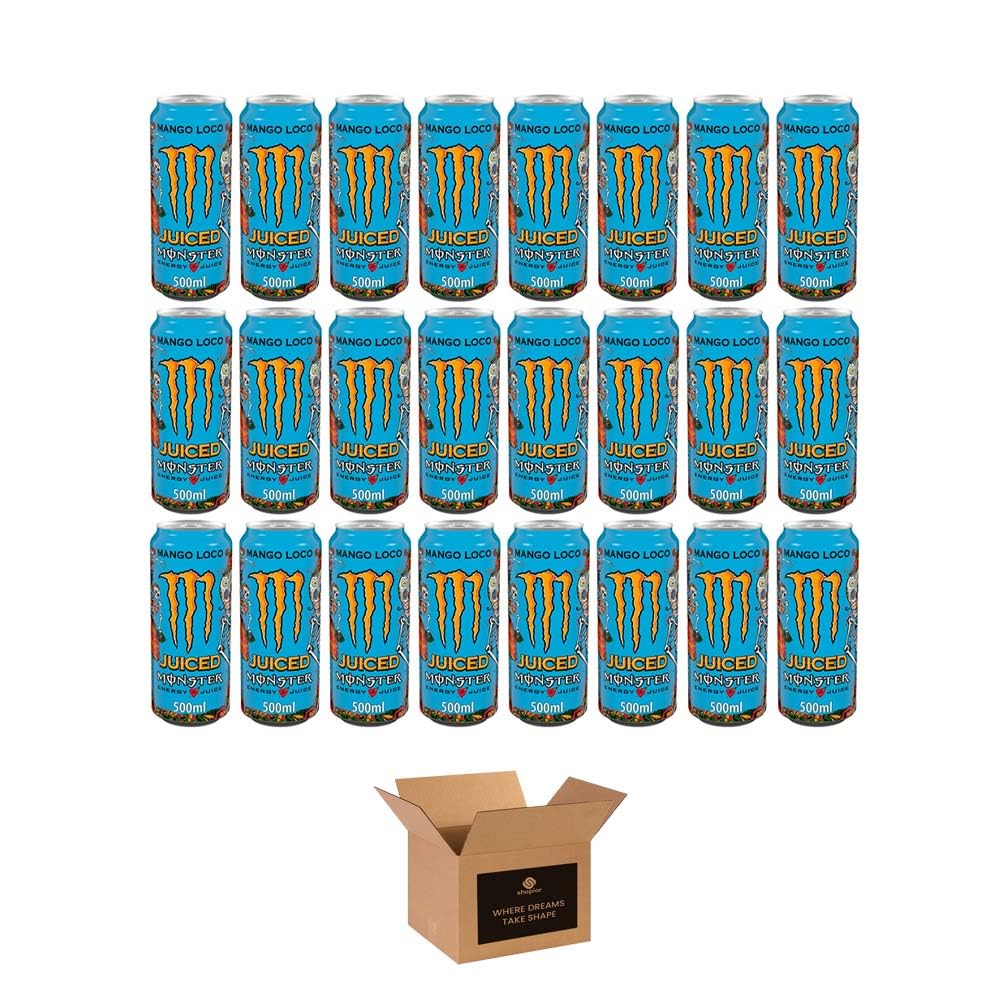 Monster Energy Drink Flavours | Juiced, Zero Sugar, Ultra, Monarch, Fiesta Mango, Strawberry Dreams, VR46, Punch | High Caffeine Sports Energy Drink | 500ml (Pack 24, Mango Loco)