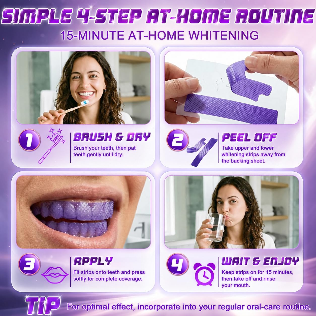 Purple Teeth Whitening Strips - Whiter Smile! -6 Purple Teeth Whitening Strips - Whiter Smile! -6