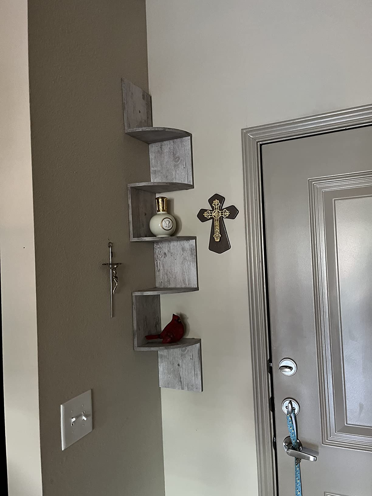 4/mo Finance Greenco 5 Tier Wall Mount Corner Shelves Gray Finish