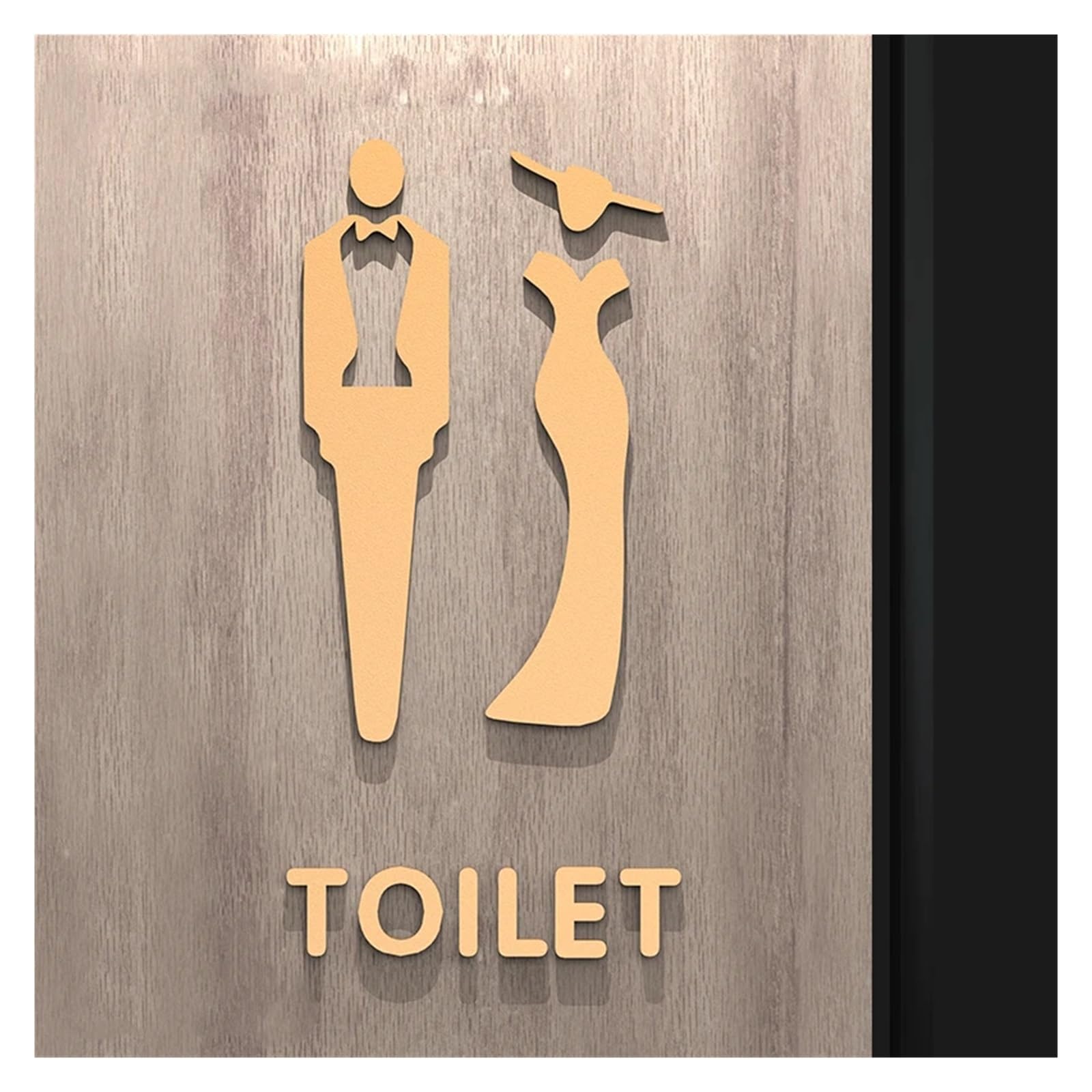 Carteles de Baño Placa de señal de baño de Color negro y dorado, etiqueta adhesiva acrílica 3D for puerta de sala de lavado, soporte for Wc, tablero de señalización, decoración artística for el hogar