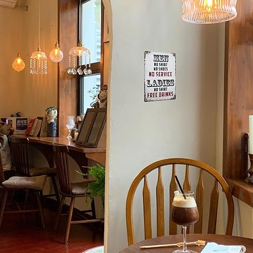 Miniatura 6 de ERLOOD Cartel de metal retro para hombre, sin camisa, no servicio, para damas, bebidas gratis, para hombre, cueva, lata, 12 x 8