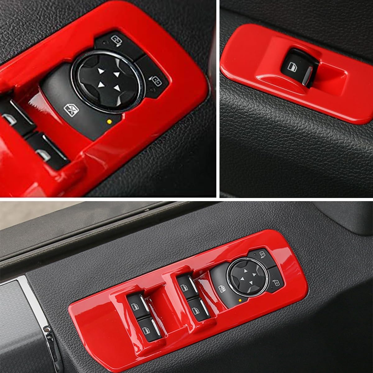 Keptrim for F-150 Window Lift Switch Door Lock Trim for 2015 2016 2017 2018 2019 2020 Ford F150, ABS Red, 4pcs