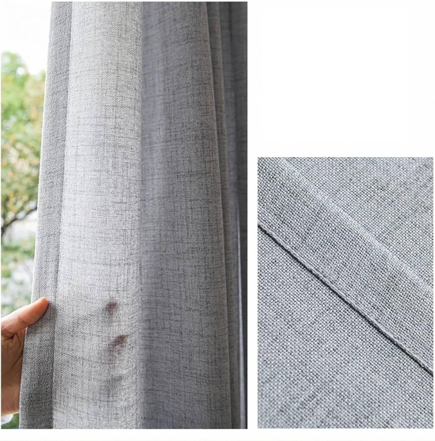 Semi Transparent Curtains for Living Room 2 Panels Set 63 inch Long, Linen Voile Sheer Window Curtain Eyelets Solid Color Texture Window Treatment for Bedroom Light Grey, 54 x 63 Inch