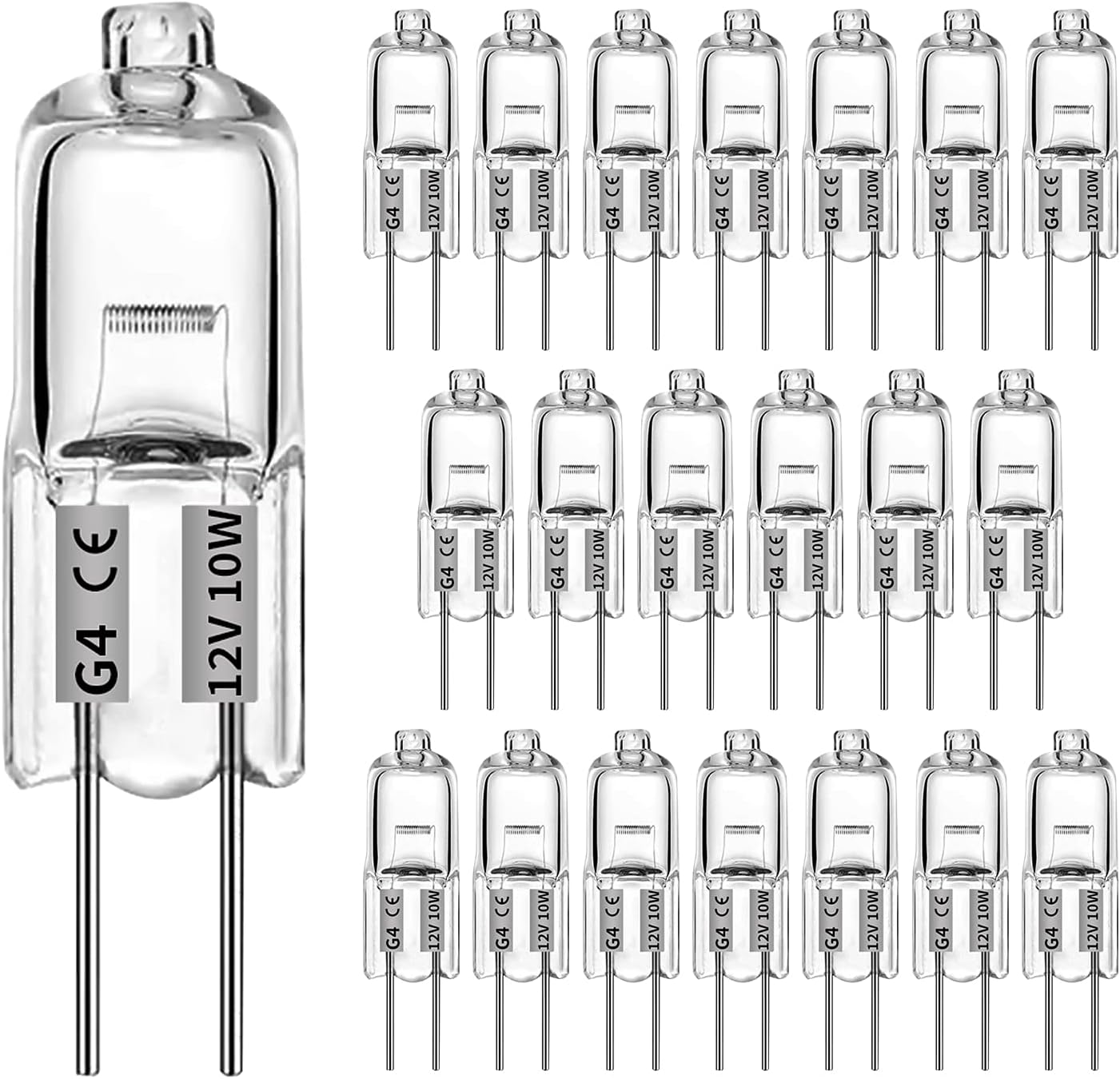 POPMISOLER G4 Halogen Bulbs, 20 Pcs 10W 12V Halogen Light Bulbs 2 Pin