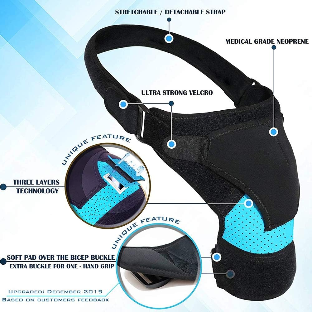 Baywell Shoulder Support Brace with Ice Packs Reusable for Injuries, for Men and Women, for Labrum Tear, Support, Compression, Pain Relief, Immobilizer for Rotator Cuff, with Pressure Pad : Health & Household