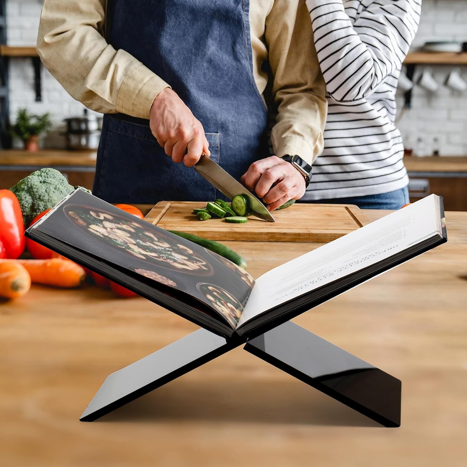 Acrylic Book Stands for Display - Cookbook Stand for Kitchen Counter, Bible Stands for Display at Home, Acrylic Book Holders for Reading Hands Free (Black)