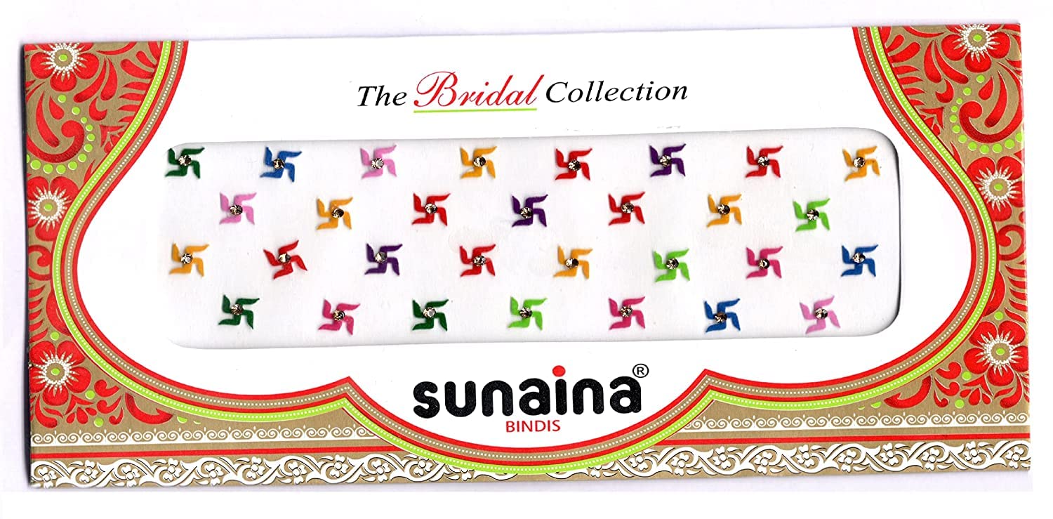 Sunaina Traditional Multicolour Velvet Bindi With Golden Stone For Women & Girl (Swastik)-image-36