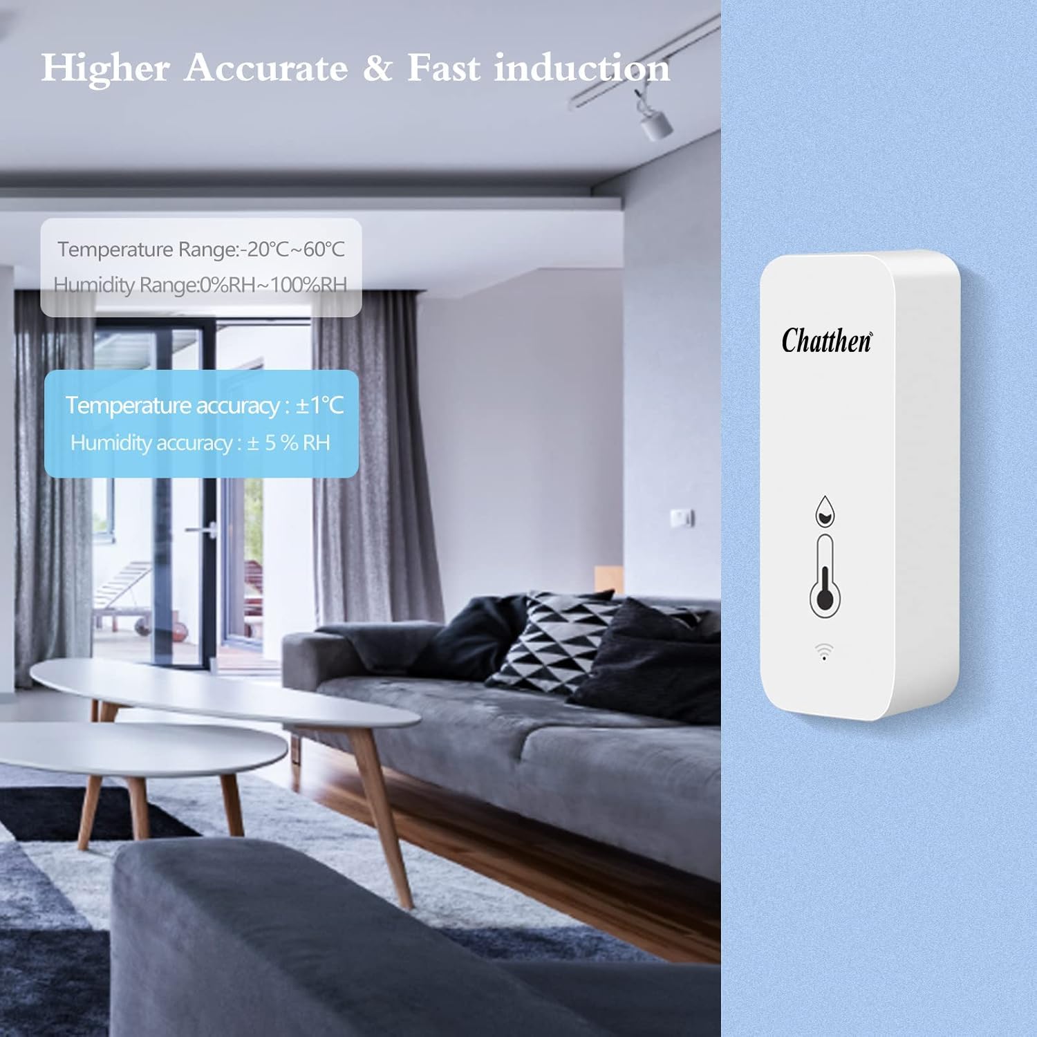 Termometro Humedad Casa WiFi: termómetro higrómetro inteligente para monitor remoto y alerta, termómetro interior de alta precisión con aplicación TUYA, compatible con Alexa (paquete de 2)