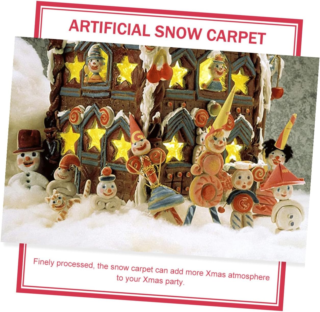 SECFOU 2pcs Artificial Snow Blankets for Christmas Village Display, Fluffy Thick White Snow Covering Decor, Holiday Winter Indoor Decoration and Photo Prop Set