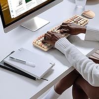 Vista 5 de Combo de teclado y mouse inalámbricos, 104 teclas redondas de tamaño completo de 2.4 GHz, teclados coloridos, receptor USB Plug and Play