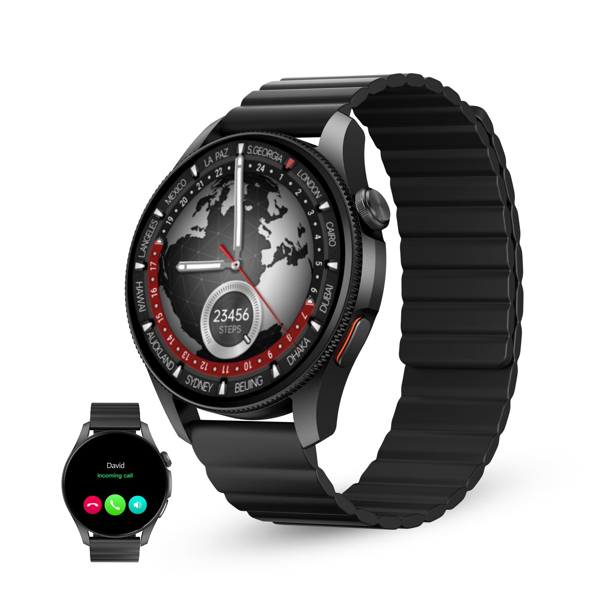 KSIX Horizon Smartwatch Traductor, IA ChatGPT®, GPS, Pantalla AMOLED 1.43", Autonomía 10 días, Brújula Digital, 3 ATM, Modo Deporte y Salud, Negro