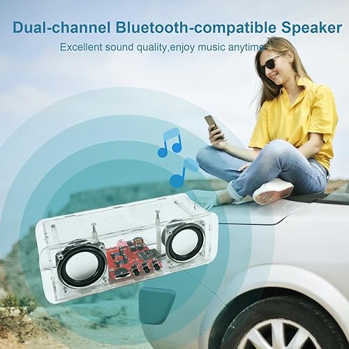 Miniatura 3 de GeekLJT Kit de soldadura de altavoz compatible con Bluetooth, kit electrónico de bricolaje de amplificador estéreo, kit de altavoces para proyectos