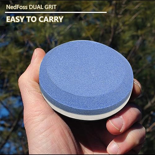 Miniatura 9 de NedFoss - Disco afilador con estuche, piedra de afilar de grano dual para exteriores, herramienta multiusos para afilar hachas, hachuelas,