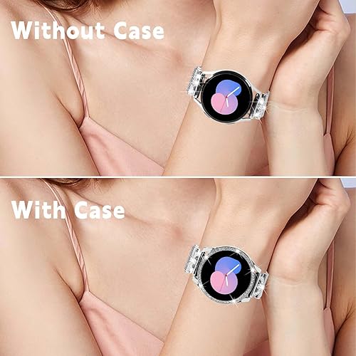 Miniatura 5 de Bandas magnéticas con funda brillante compatible con Samsung Galaxy Watch 54 de 1.575 in 1.732 in, 0.787 in de malla de acero inoxidable con