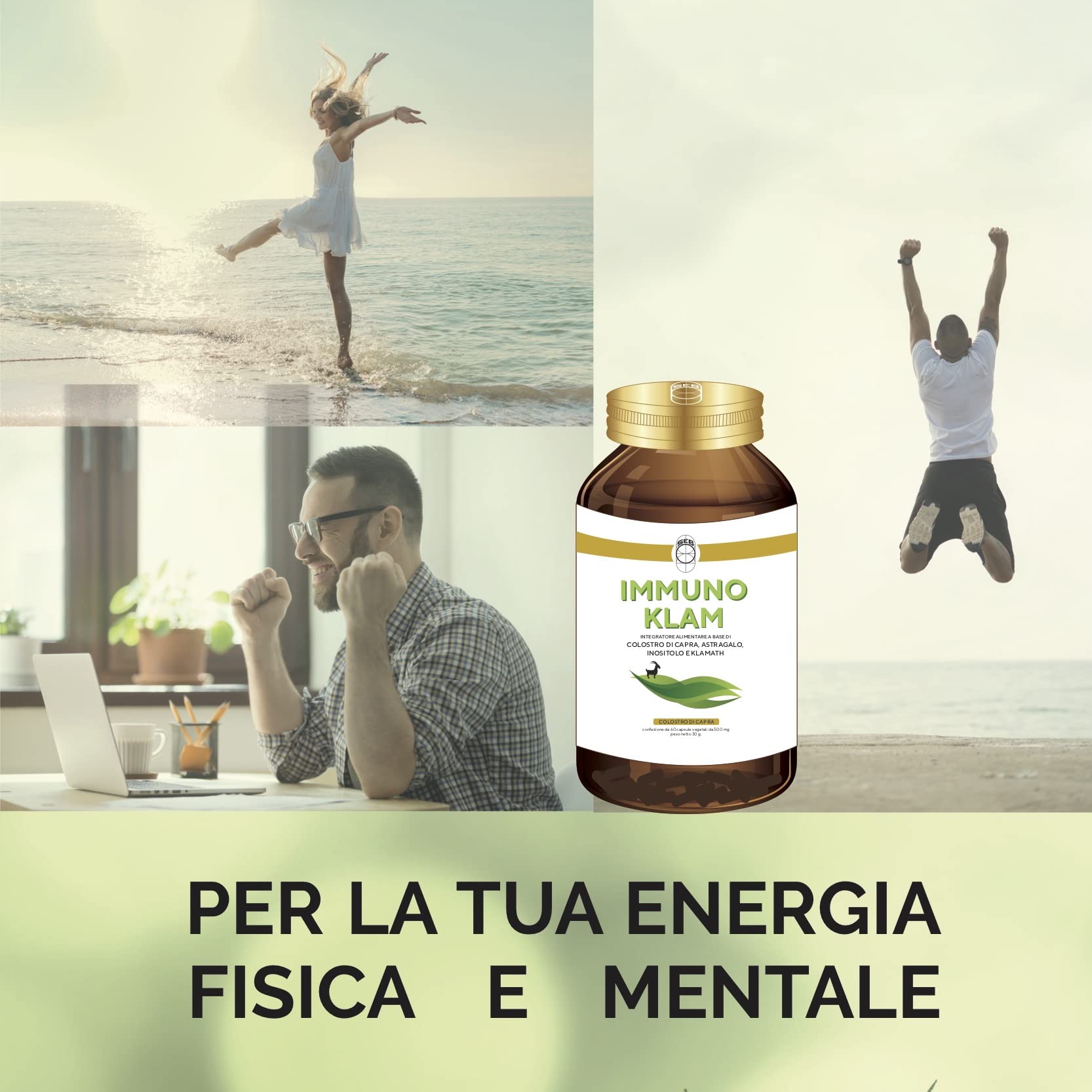 Immuno Klam - OFFERTA 3 CONFEZIONI - Integratore Colostri di capra, Lattoferrina, Klamath