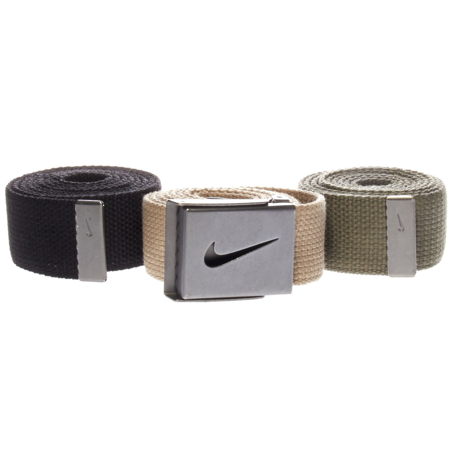 One Size Fits All Web Belts : Black, Olive & Khaki 3 Pack