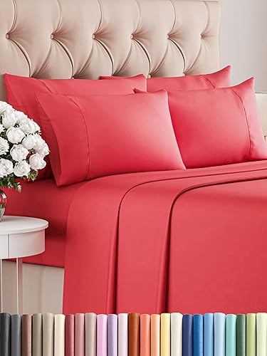 Juego de sábanas King de 6 piezas, sábanas transpirables y refrescantes, sábanas de hotel, ropa de cama cómoda con bolsillos profundos y fácil