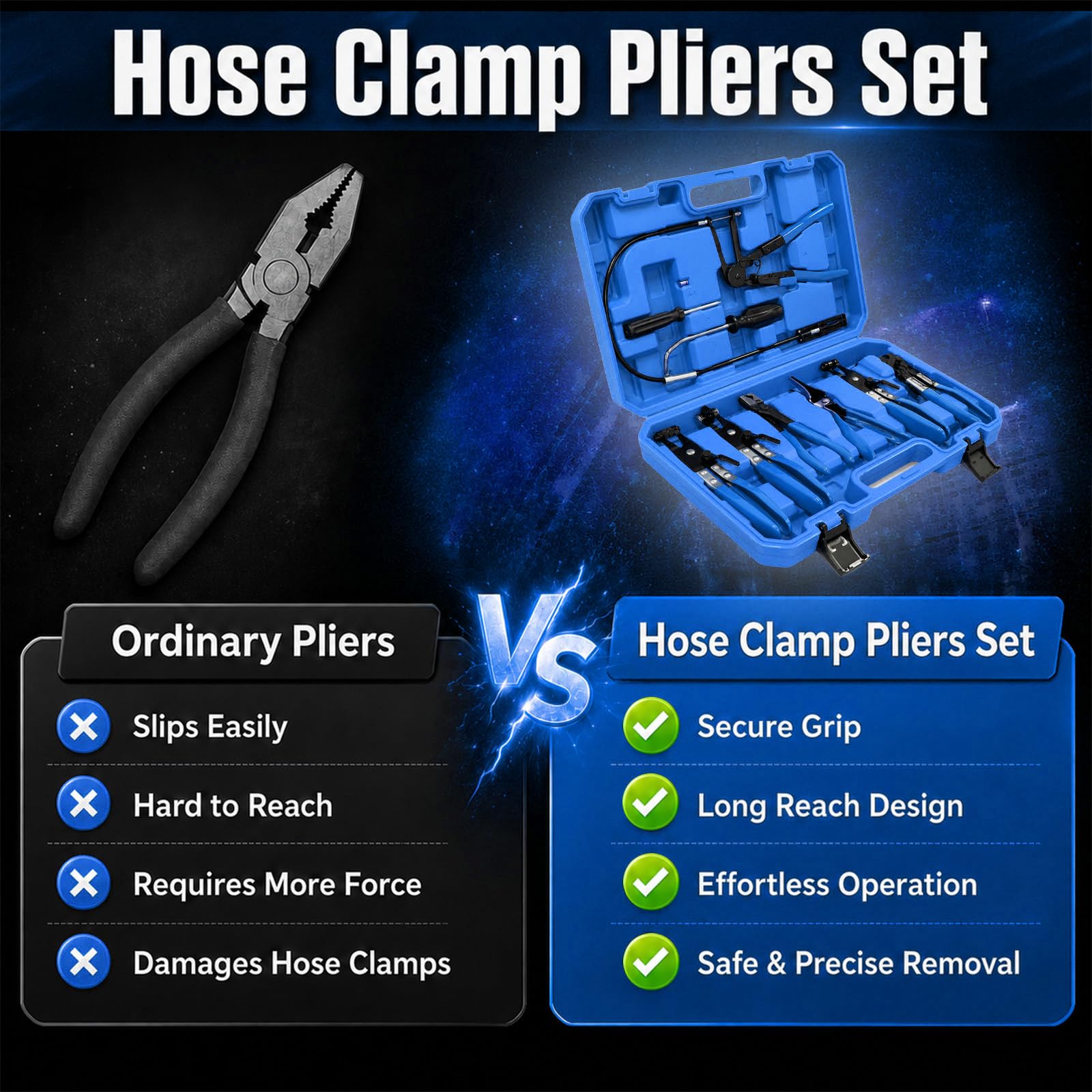 Hose Clamp Pliers Set - 9 Piece Automotive Tool -3