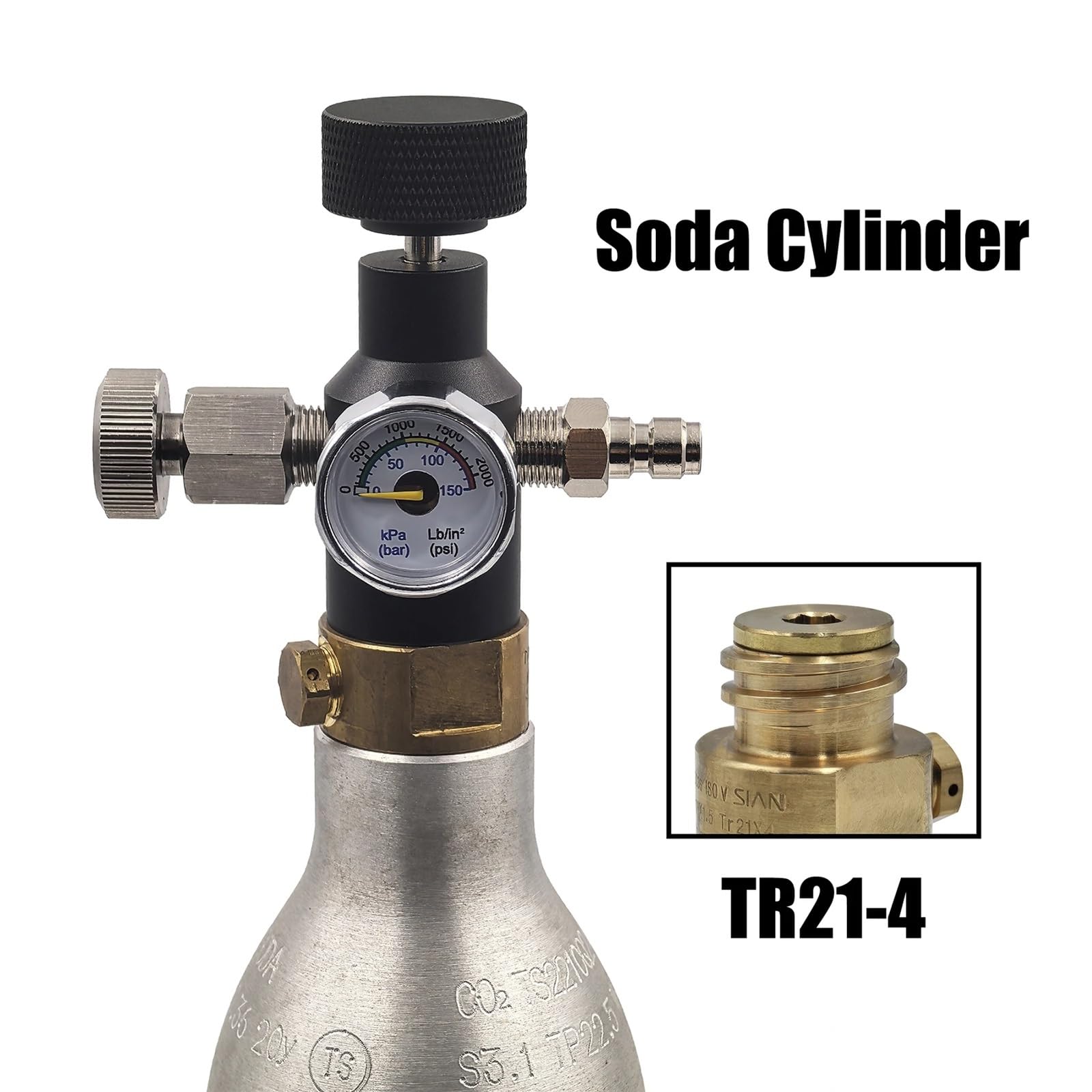 1 unidad de generador de agua de soda con gas, cilindro de dióxido de carbono, estación de llenado, botella, conector adaptador de recarga de CO2(CGA320 2Kpsi 150bar)