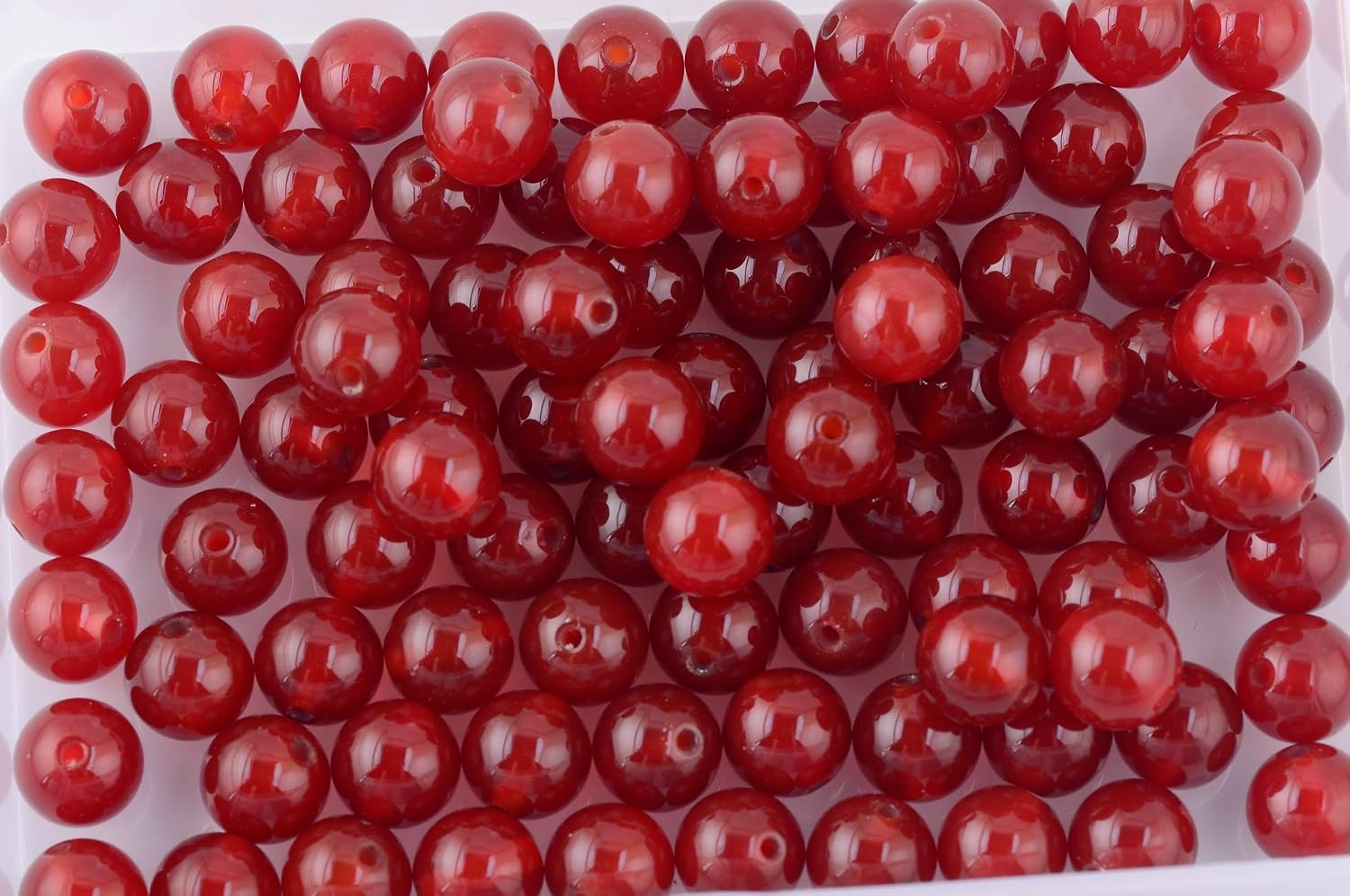 Natural Stone Beads 100pcs 8mm Red Agate Jade Round Genuine Real Stone Beading Loose Gemstone Hole Size 1mm DIY Smooth Beads for Bracelet Necklace Earrings Jewelry Making (Red Agate, 8mm) image 2