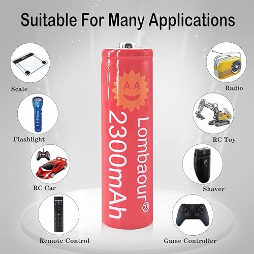 Miniatura 5 de Batería recargable NI-MH tamaño AA de 2300 mAh, baterías precargadas de 1.2 V doble A de alta capacidad para paisajismo de jardín, luces solares al