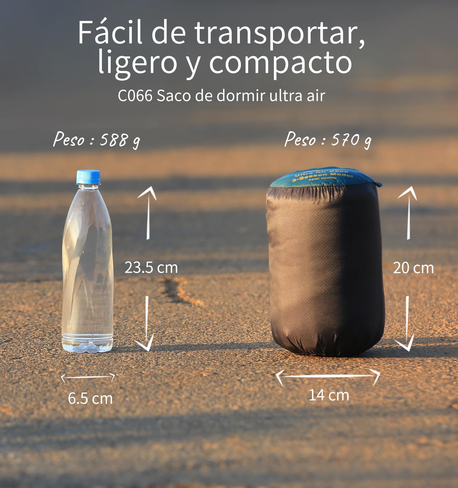 Saco de Dormir Ligero para Adultos, 570g 9-20°C Saco de Dormir para mochileros de Verano, Saco de Dormir Aislante Plegable Compacto