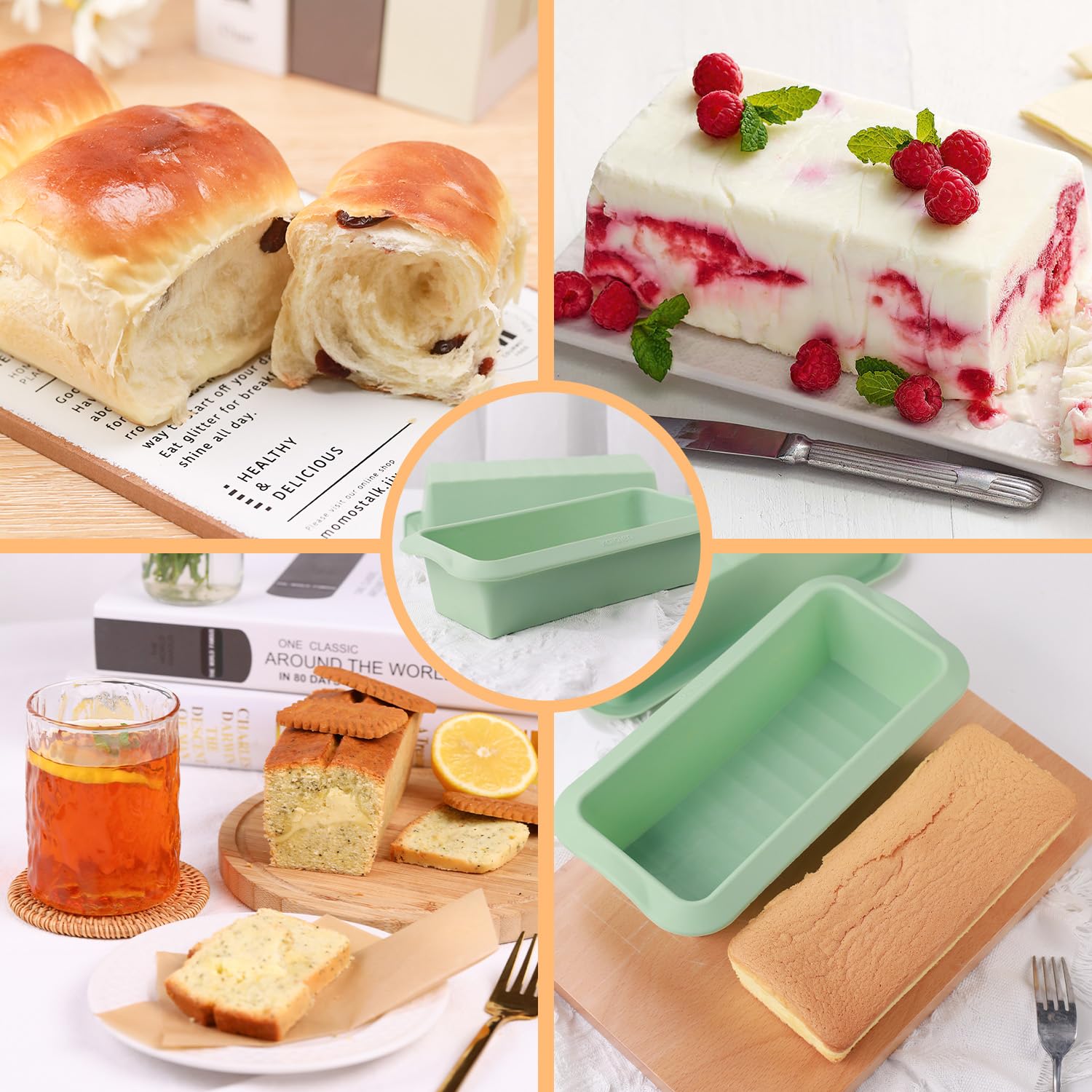 QELEG Silikon-Brot-Kastenformen (2er-Pack) – Antihaft-Silikon-Backform für hausgemachtes Brot, Brownies und Pfundkuchen QLG0112-27,4 x 13,7 x 6,6 cm