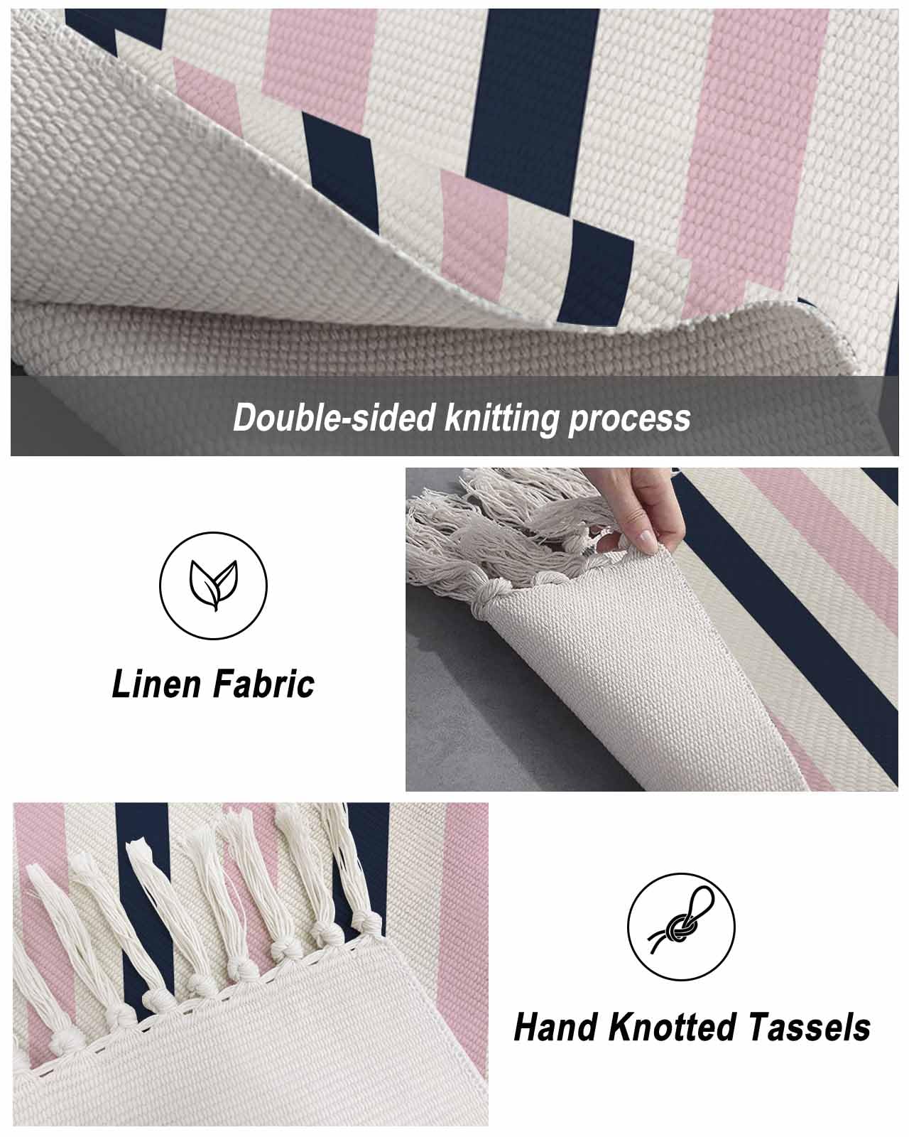Amazon.com: Gifikkazinn Pink Navy Blue Striped Bathroom Rugs 2 x 3