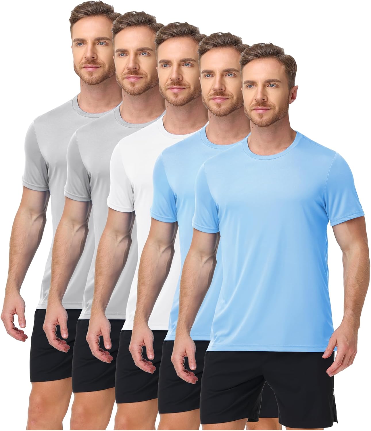 5 Pack T Shirts for Men Swim Shirt UPF 50+ UV Sun Protection Shirts Fast Dry Rash G...
