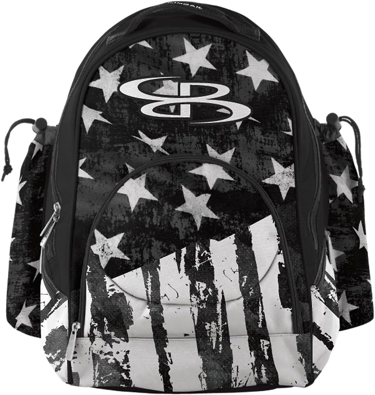 Boombah Tyro Baseball/Softball Bat Backpack - 20" x 15" x 10" - USA Stars & Stripes Black Ops Black/White