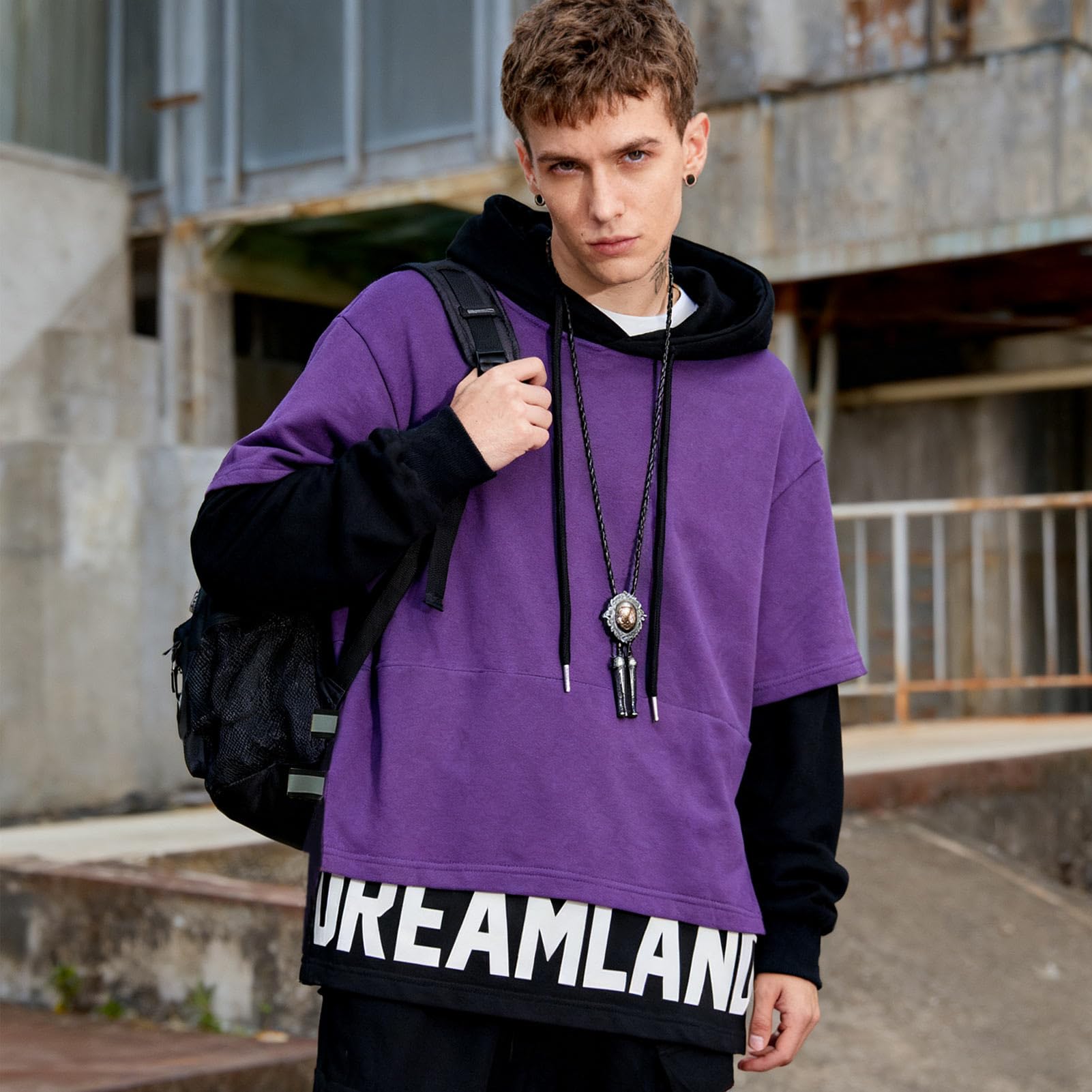Felpa Uomo con Cappuccio Cotone Felpe Blocchi di Colore Hoodies Sweatshirt Pullover Autunno Inverno Hooded