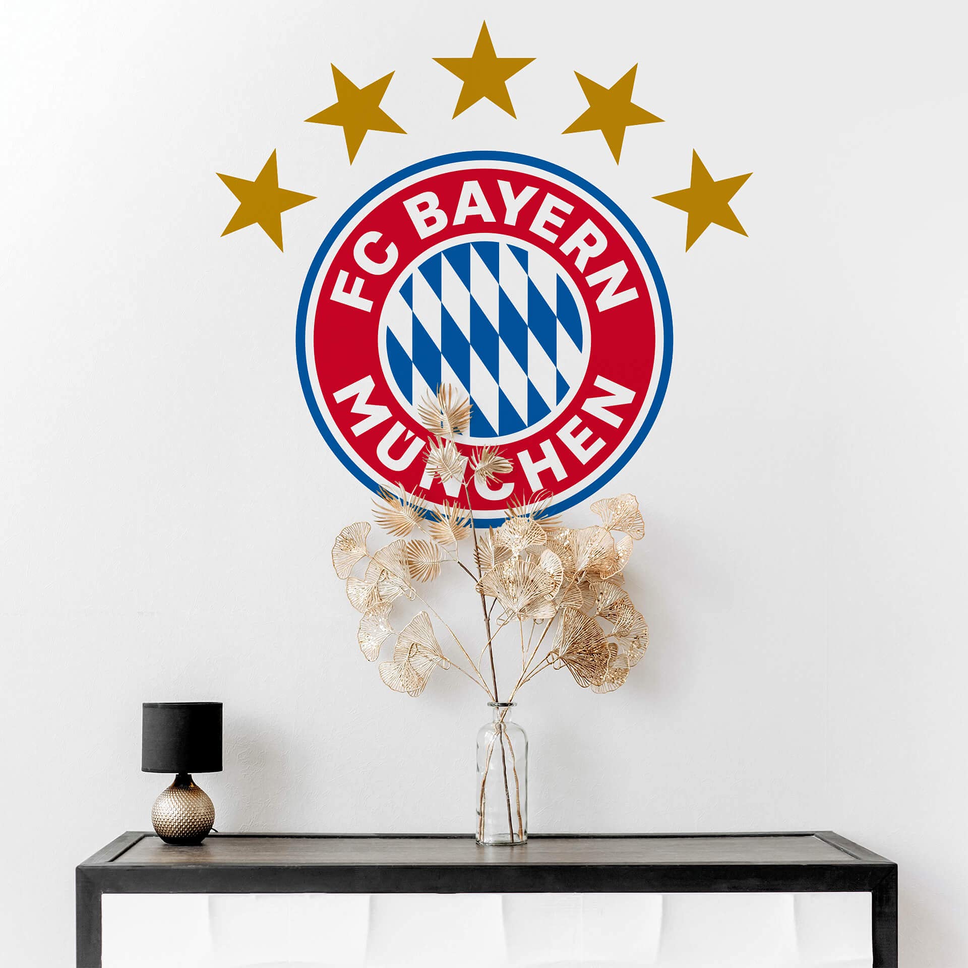 K&L Wall Art FC Bayern München Wandtattoo Fußball Wandsticker FCB Logo Fanartikel Selbstklebend Klebebilder für die Wand 53x50 cm