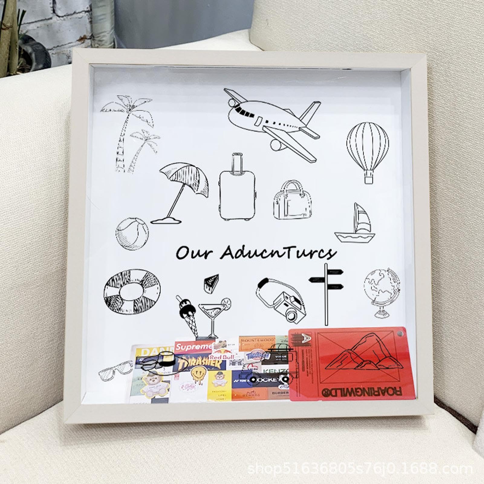 Avontuurarchiefdoos, schaduwbox met sleuf, reisavontuur, archief, schaduwbox, ticket-schaduwbox, -fotolijst, voor filmreizen, sportevenementen, concerttickets